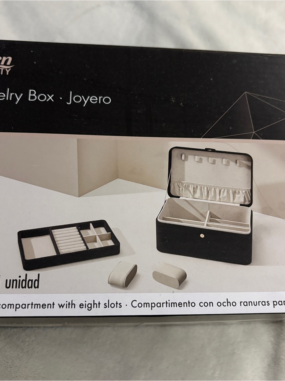 Jewelry Organizer Storage Box in Black and Cream